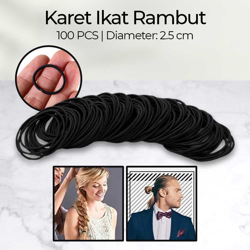 Meina Karet Ikat Rambut 100 PCS Kuciran Elastis Tidak Mudah Putus Desain Menarik Berkualitas