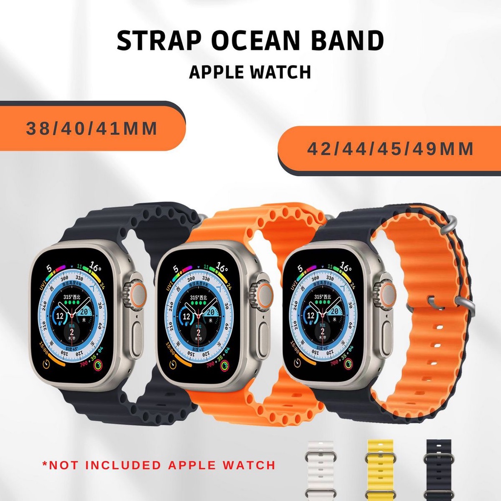 ( TANPA JAM ) OCEAN BAND SPORT STRAP WATCH - SERIES ULTRA 8 7 6 5 4 3 2 1 SE  | SIZE 38mm 40mm 41mm 42mm 44mm 45mm 49mm | Tali strap sport band apple watch iwatch smartwatch iwo