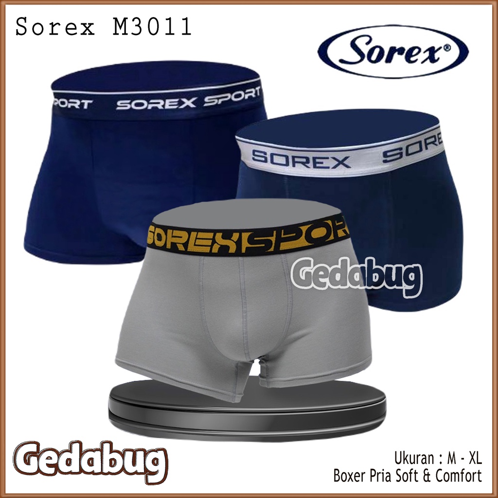 3 Pcs - CD Boxer Pria Sorex M3011 | Celana dalam pria dewasa Optimum | Gedabug