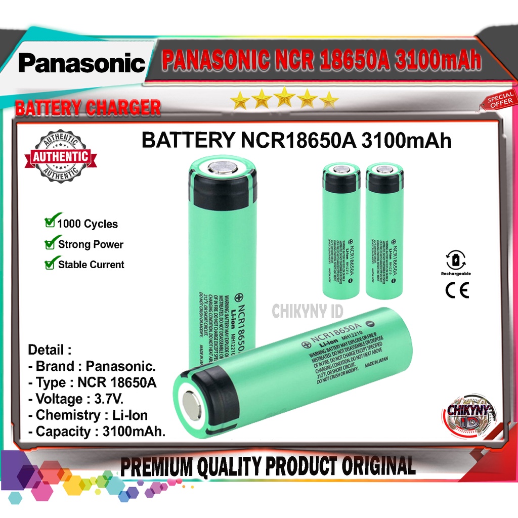 BATRE PANASONIC NCR 18650A 3100mAh BATTERY Li-Ion ORIGINAL PANASONIC