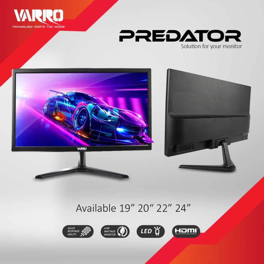 Layar Monitor LED VARRO PREDATOR BLACK 19 Inch