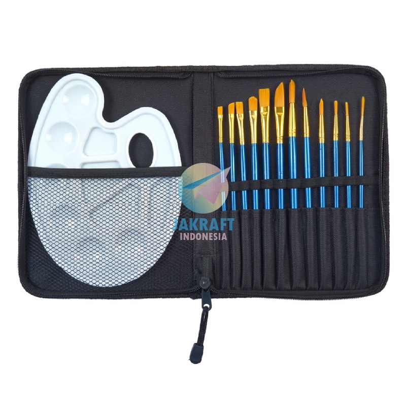 

(1 Set) Paket Kuas Cat Lukis Set JOYKO BRS-7 isi 12 Brush No.1~12 + Palette Palet PLT-111 + Hardcase Lengkap