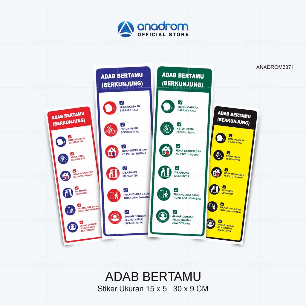

Stiker Adab Bertamu | Size 15x5 | 30x9 Cm Vynil PVC & UV | Anadrom 3371