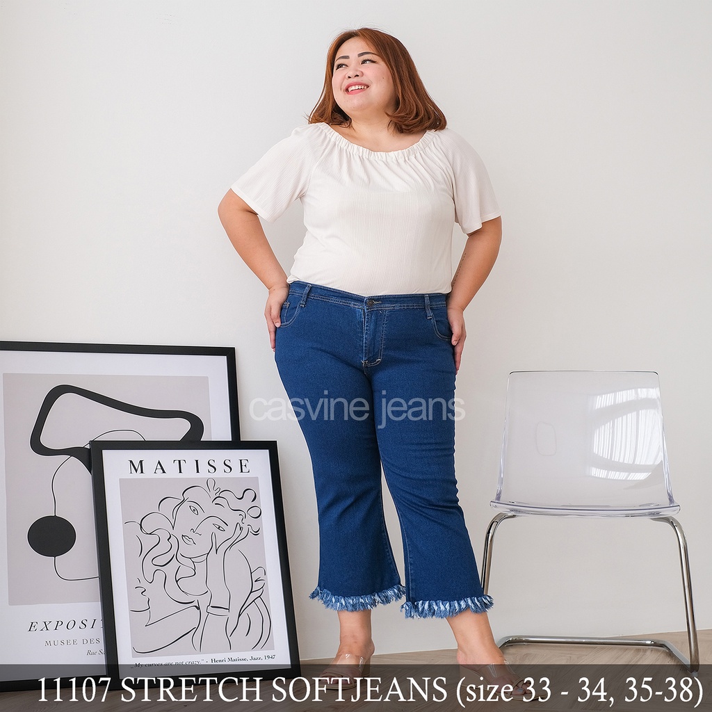 Celana jeans cutbray jeans black hitam softjeans rumbai rumbe rumbay bigsize jumbo cutbray rawis