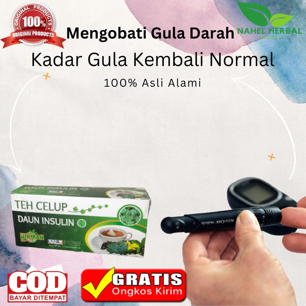 Terbaik makanan ramuan gula darah, kolesterol tinggi, asam urat dewasa Teh Celup Daun Insulin Hikmah