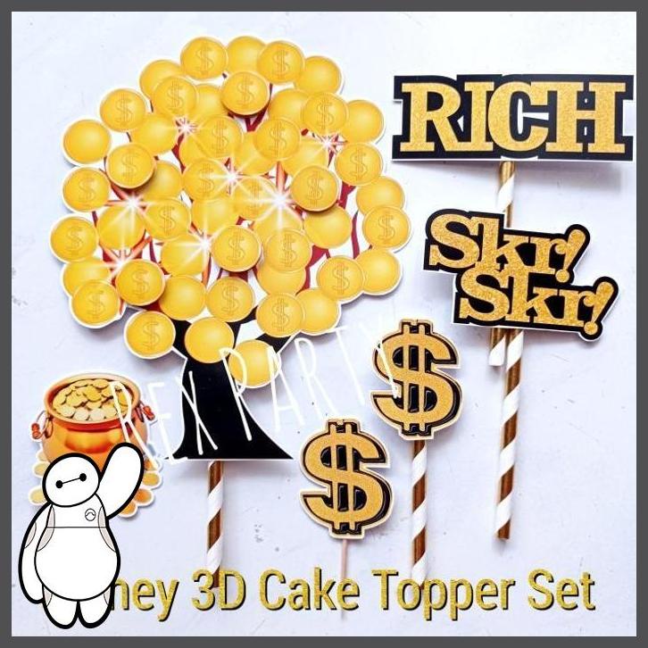 

(REXP) MONEY CAKE TOPPER/CAKE TOPPER DOLLAR/TOPER POHON UANG/TOPPER RICH/GOLD