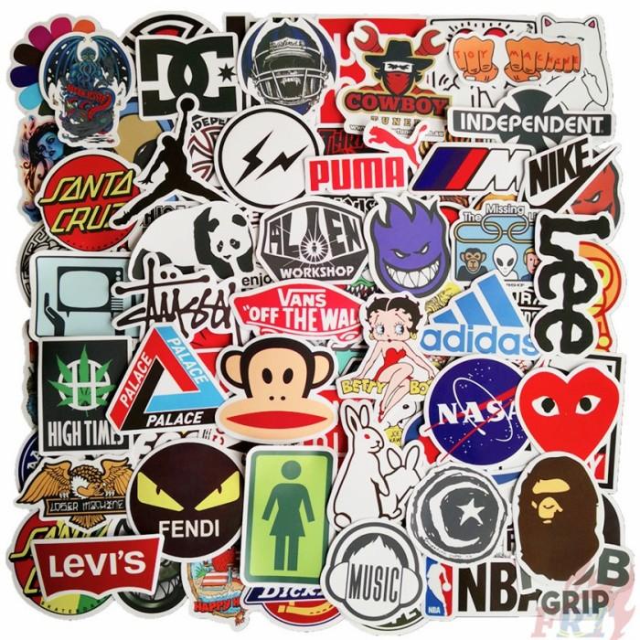 Sticker Stiker Logo Brand Fashion Skateboard Mixed Campuran