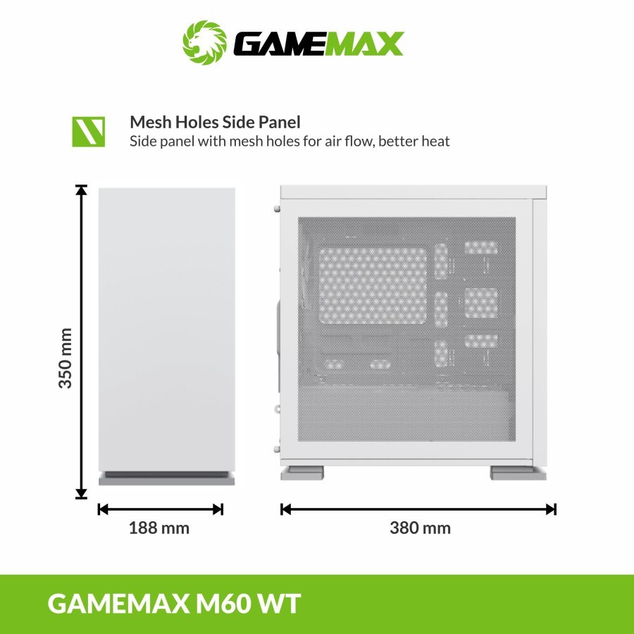 Casing GameMax M60 Dual Mesh mATX Gaming PC Case