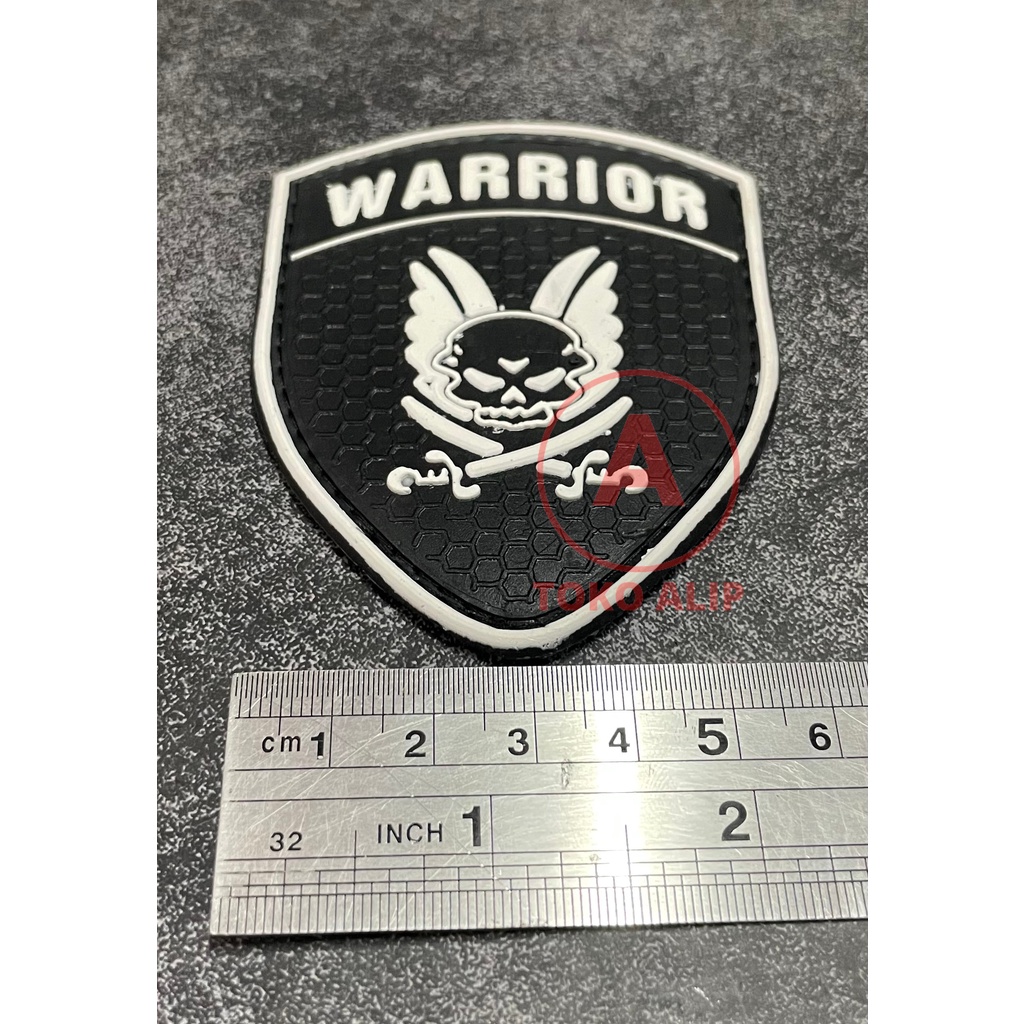 Patch WARRIOR (Putih) - Patch Velcro Warrior - Prepetan