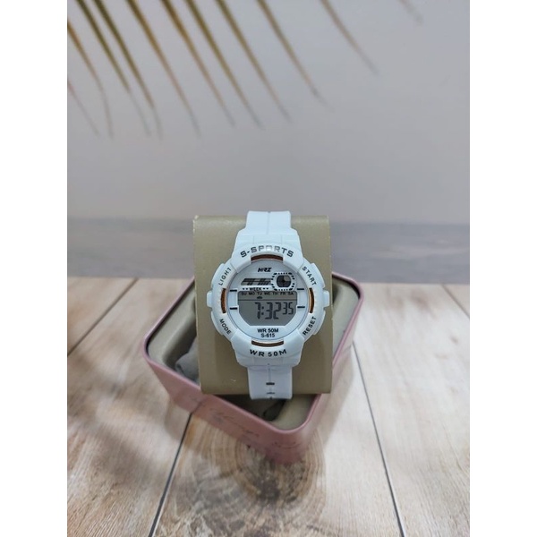 NEW JAM TANGAN WANITA HRZ ORIGINAL DIGITAL TIME TAHAN AIR RUBBER