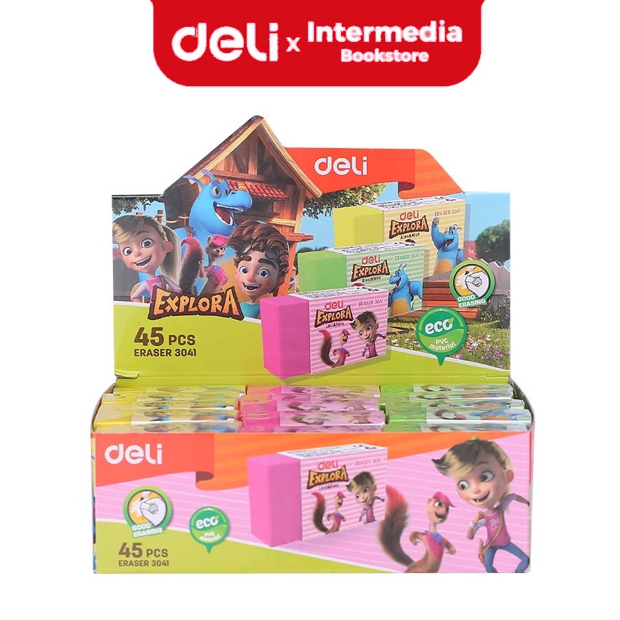 

Deli E3041 Penghapus Pensil Sekolah 2B Eco PVC Soft [40 x 22 x 12mm]