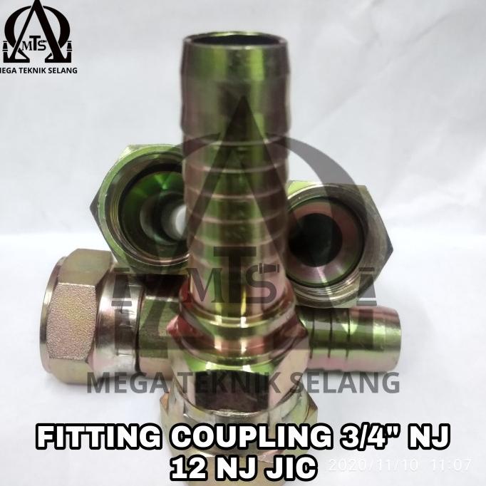Fitting Coupling Hydraulic 12 - 12 NJ JIC Double Hex Copling 3/4" NJ
