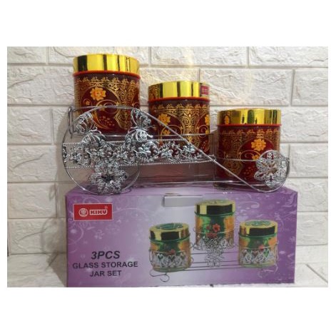 FM - Toples Kaca Mayer dan Bosch Toples Kaca 3 in 1 Free Rak | Stand Canister isi 3 Pcs Toples