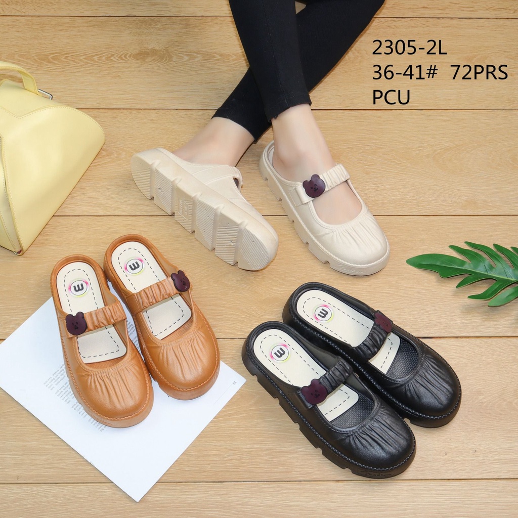 Sandal Mules Wanita Platform Aneisha Rubber Korean Style Import Winola Collection WNL 2305-3H/2305-1L/2305-2L