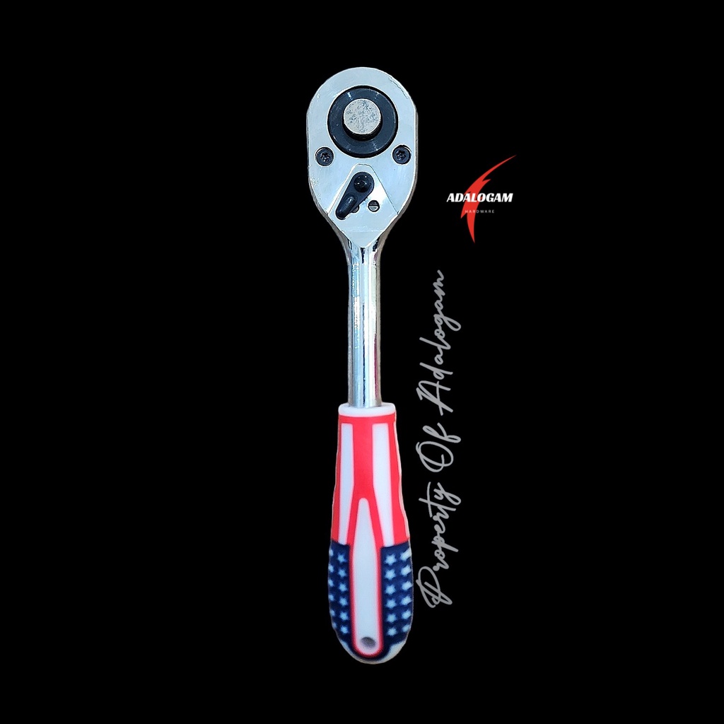 Gagang Kunci Sok Ratchet Motif Amerika - Rachet Otomatis 1/2 Inch
