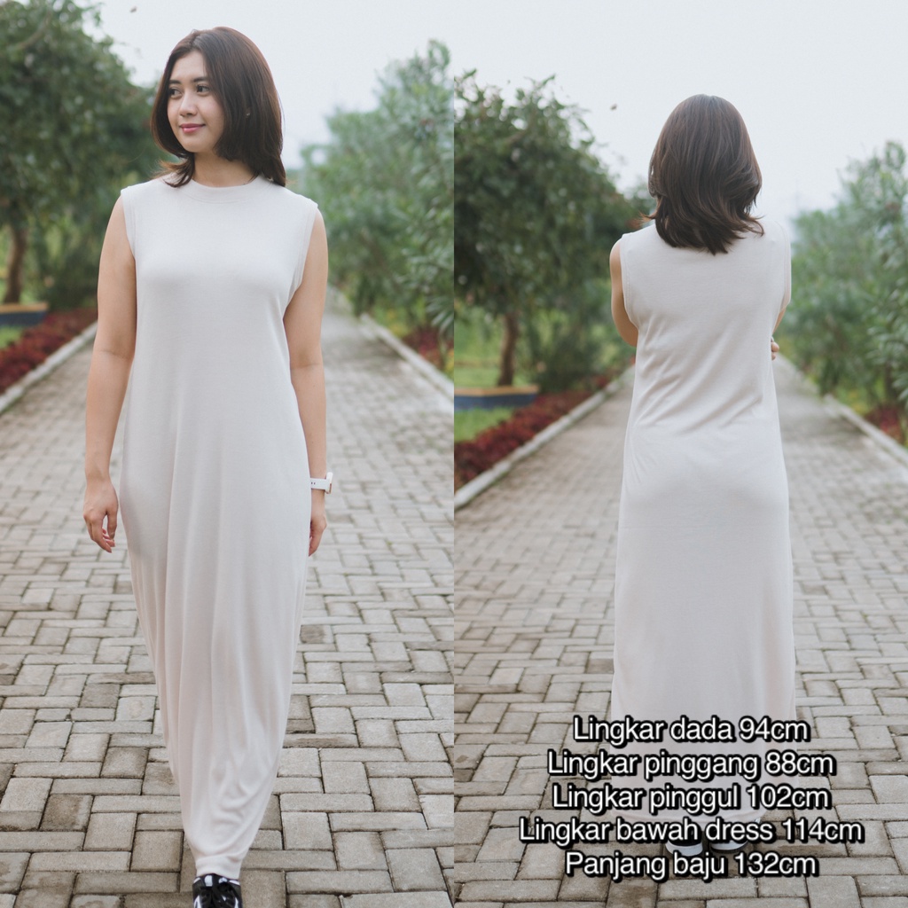 Alea Inner Dress Knit Inner Rajut Tanpa Lengan Long Dress