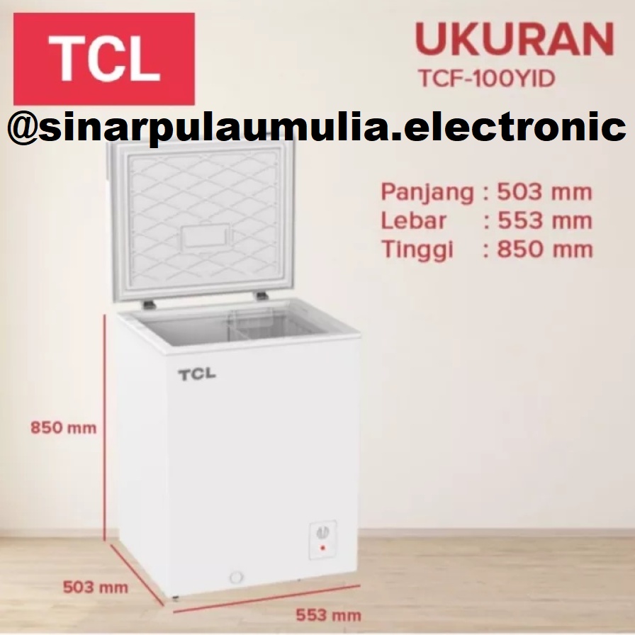 TCL Chest Freezer Box 100 Liter Lampu - TCF100 YID / TCF 100YID / 100 / TCF100YID