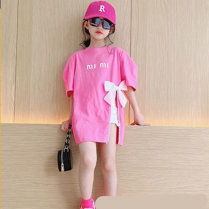 Baju Kaos T-Shirt MiMi Anak Prerempuan Korean Style Motif Pita Mutiara