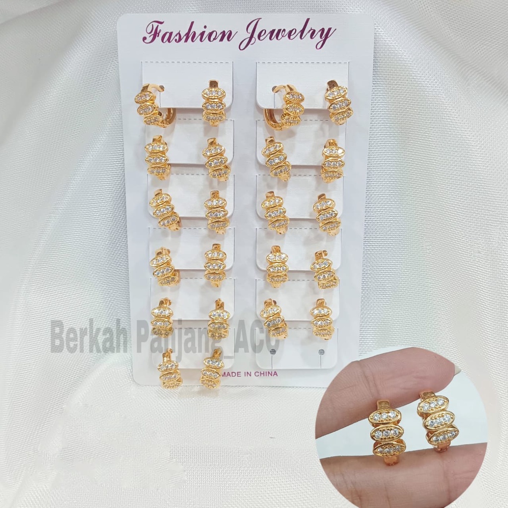 COD 12 PASANG/CHAR ANTING JEPIT VARIAN MOTIF DEWASA PERMATA VARIASI FASHIONABLE perhiasan super berkelas fashion korea anti karat dan anti luntur