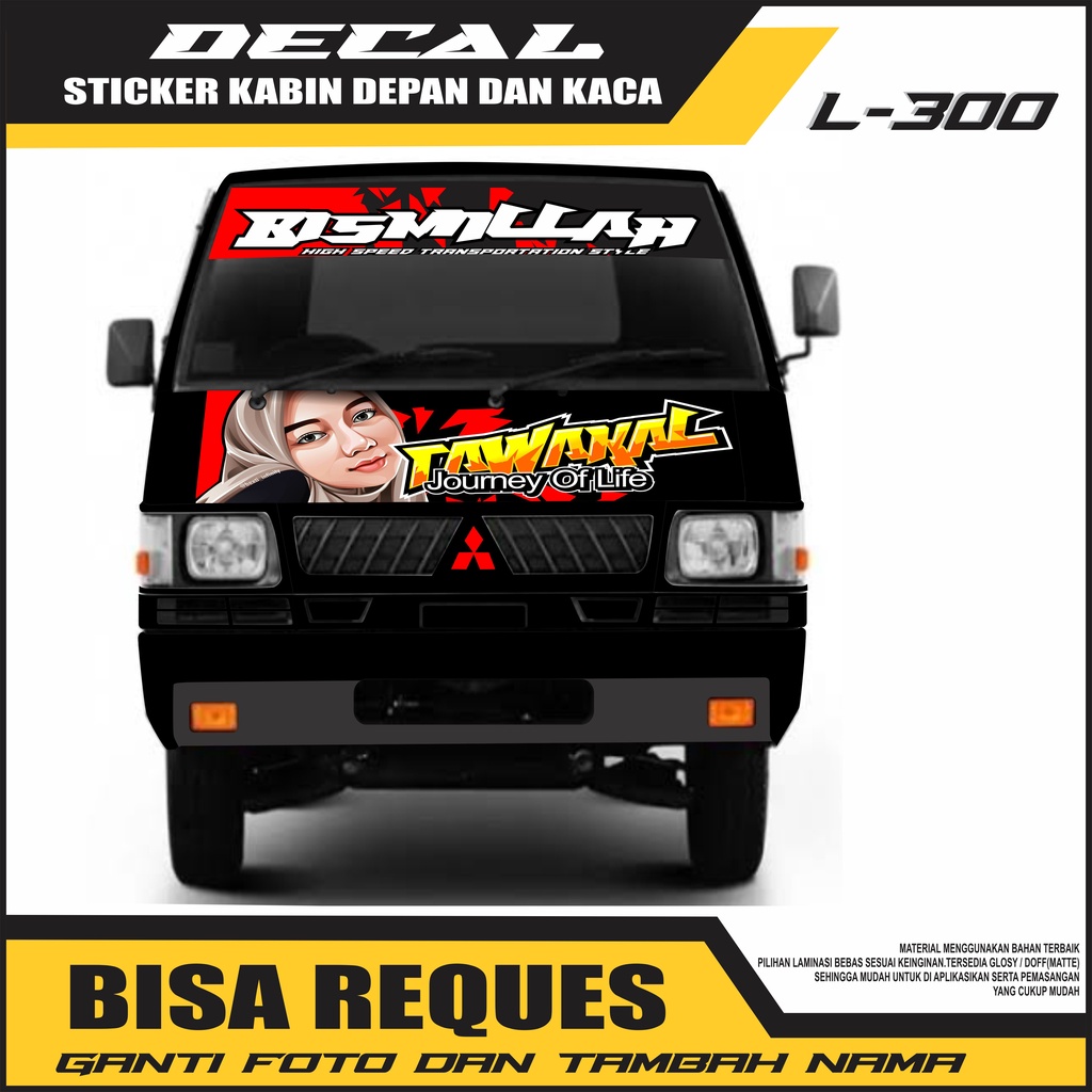 Satu set sticker decal kabin depan dan kaca l300