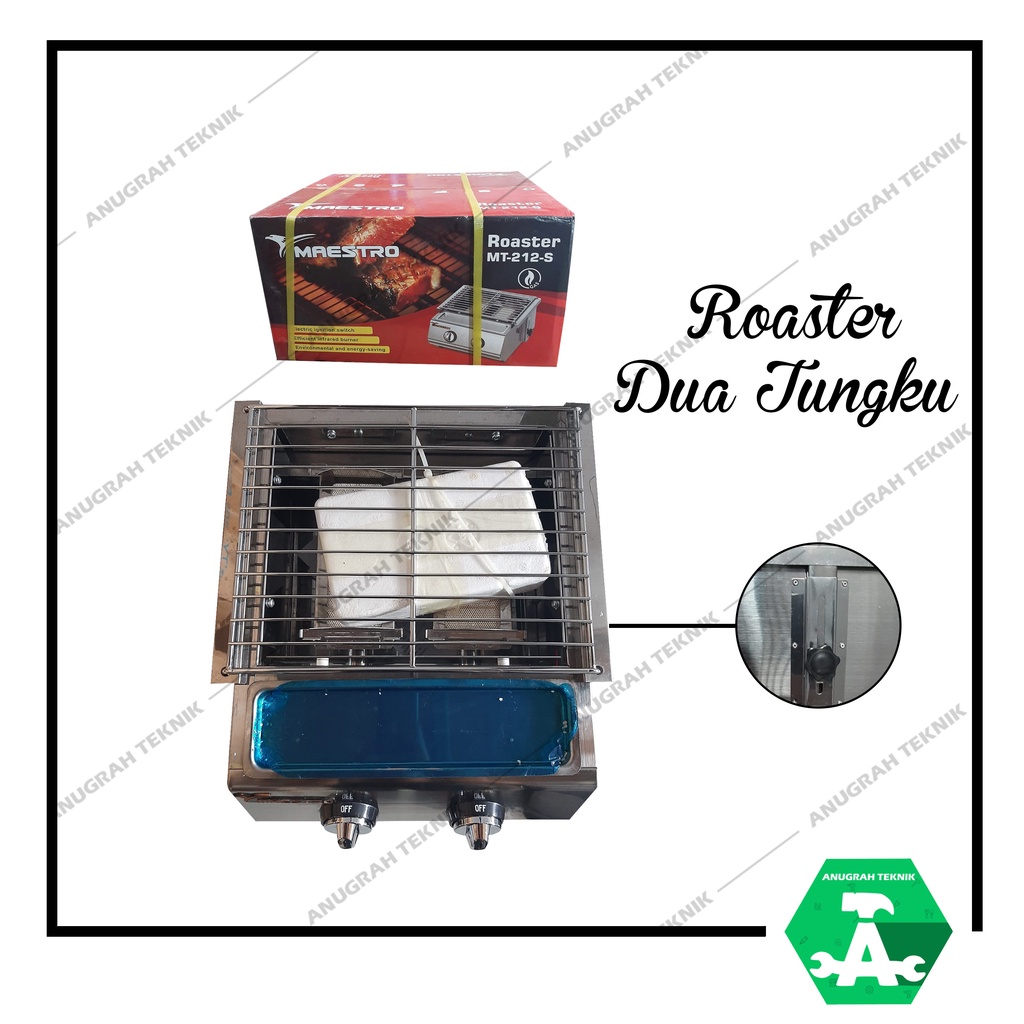Maestro Gas Roaster MAESTRO MT-212 S Kompor Pemanggang / Panggangan Sosis 2 Tungku