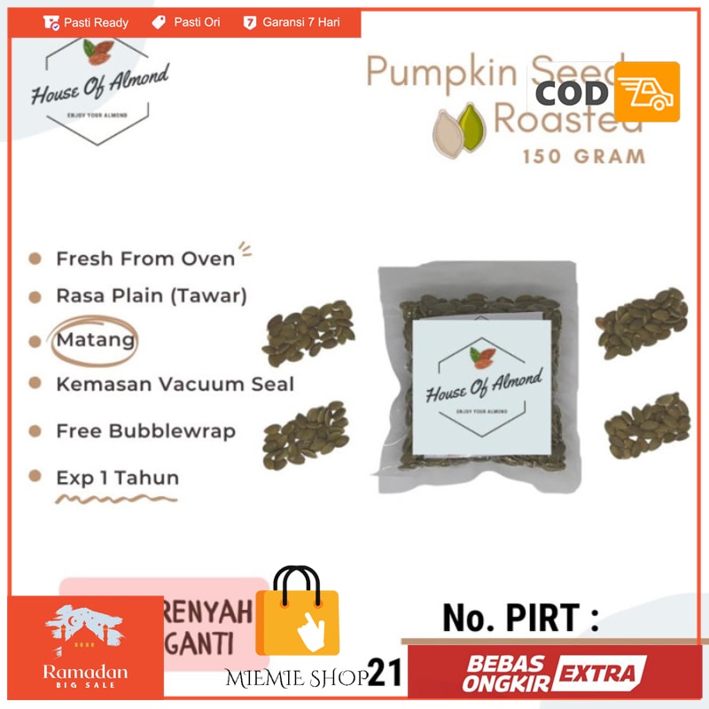 

Pumpkin seeds roasted matang panggang 150gr biji labu kuning kupas