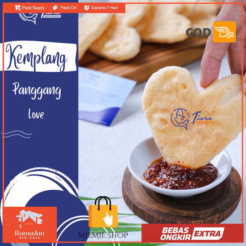 

Krupuk Kerupuk Kemplang Bakar/Panggang Love/Hati Tiara Snack Bangka
