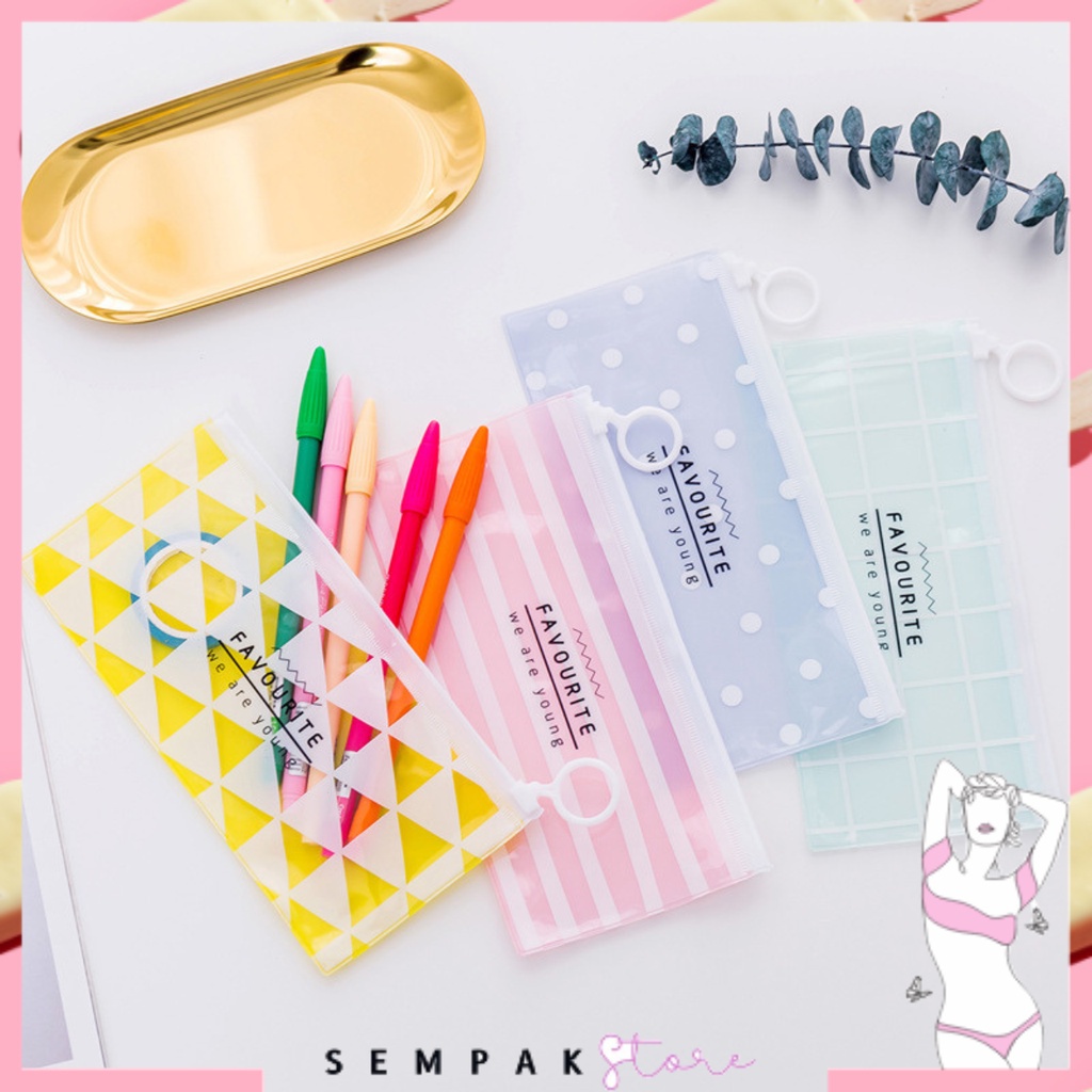 SS Tempat Pensil Pulpen Transparan Ziplock Karakter Serbaguna Pouch Zip Lock Penyimpanan Kosmetik Pouch Zipper Pencil Case Tempat Penyimpanan Alat Tulis Murah