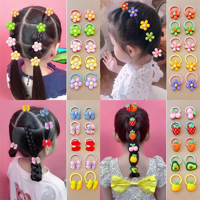 SS Ikat Rambut Anak Perempuan Lucu 10 in 1 Kunciran Rambut Fashion Karakter Bunga Hewan Gaya Korea Kids Aksesoris Rambut 10in1 Import Murah