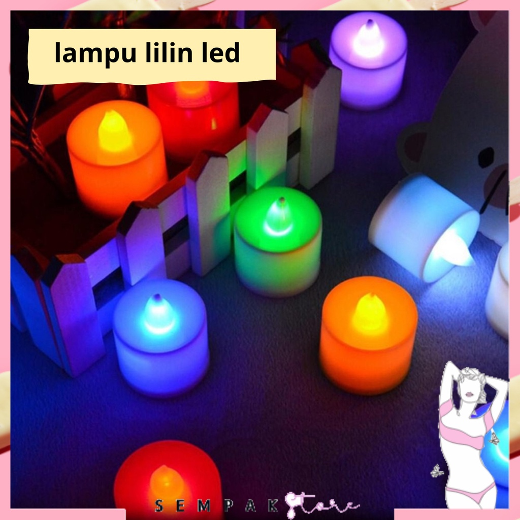 SS Lampu Tidur Led Bentuk Lilin Mini Candle Light Lamp Dekorasi Kamar Tidur Rumah Warna Warni Dekorasi Portable