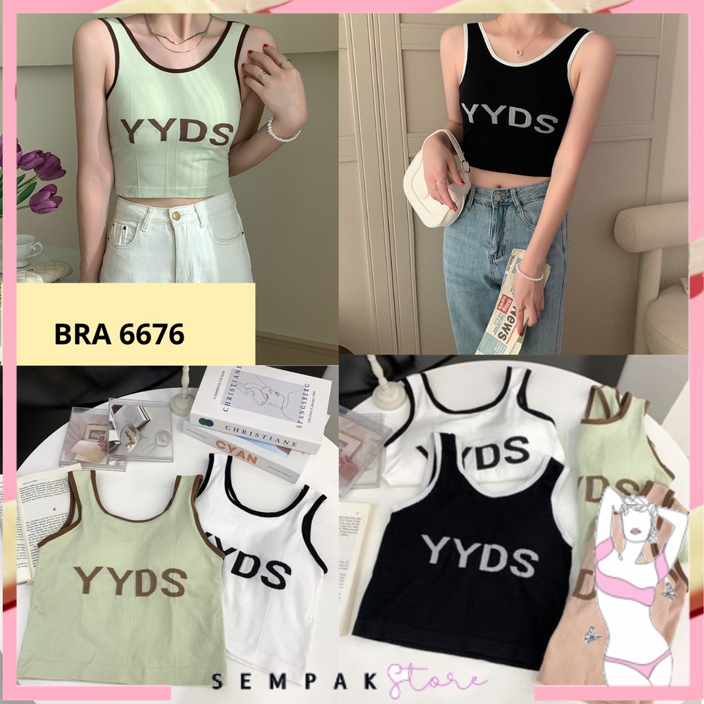 SS Tank Top Wanita 6676 Bra Sport Wanita Korea Tanktop BH Push Up Wanita Tanpa Kawat Elastis Pakaian Dalam Yoga Wanita Murah Import