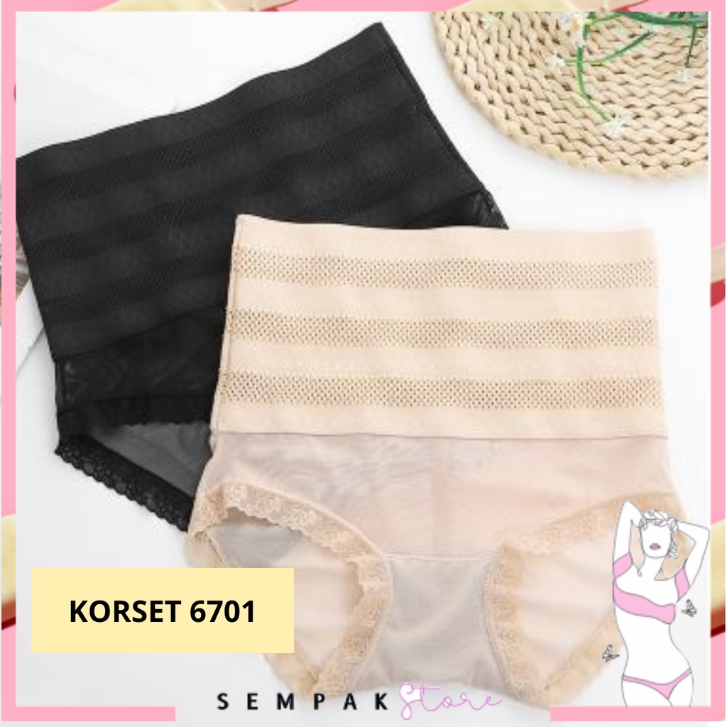 SS  Celana Dalam Korset 6701 Pengecil Perut Slimming Pants High Waist Pembentuk Tubuh CD Wanita Pengencang Bokong