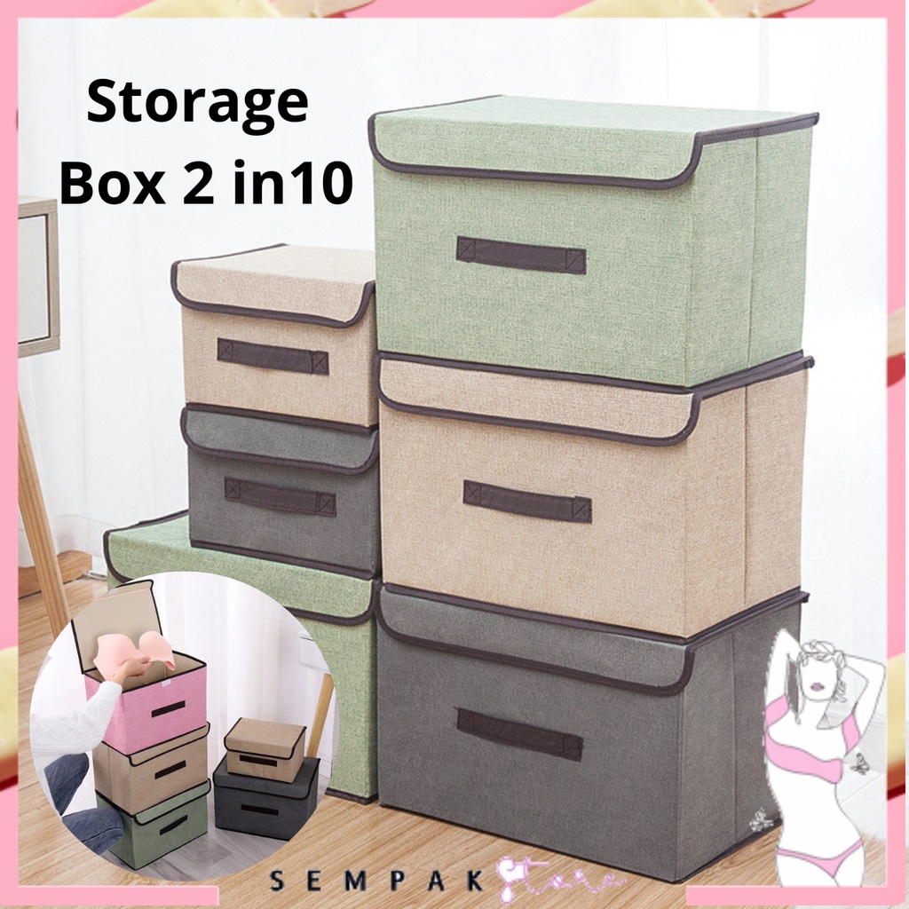 SS Storage Box Organizer Bag 2 IN 1 Kotak Penyimpanan Serbaguna Tempat Pakaian Mainan Selimut Rak Penyimpanan Multifungsi Murah Import