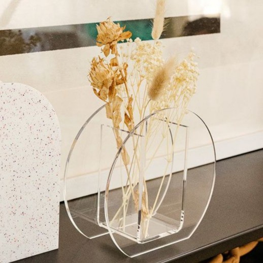 Vas bunga/dekorasi akrilik bulat bening