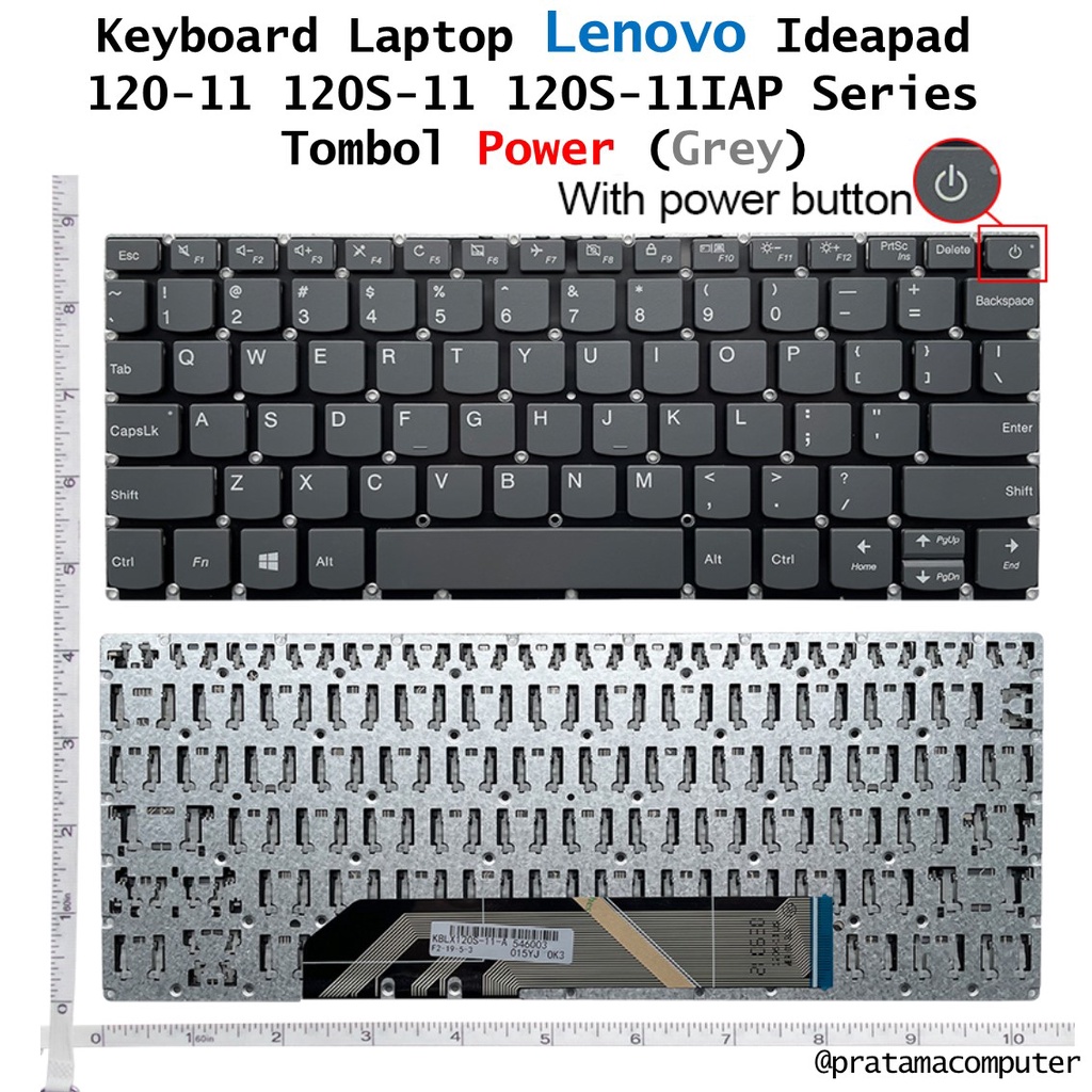 Keyboard Laptop Lenovo Ideapad 120-11 120S-11 120S-11IAP Tombol Power - Grey