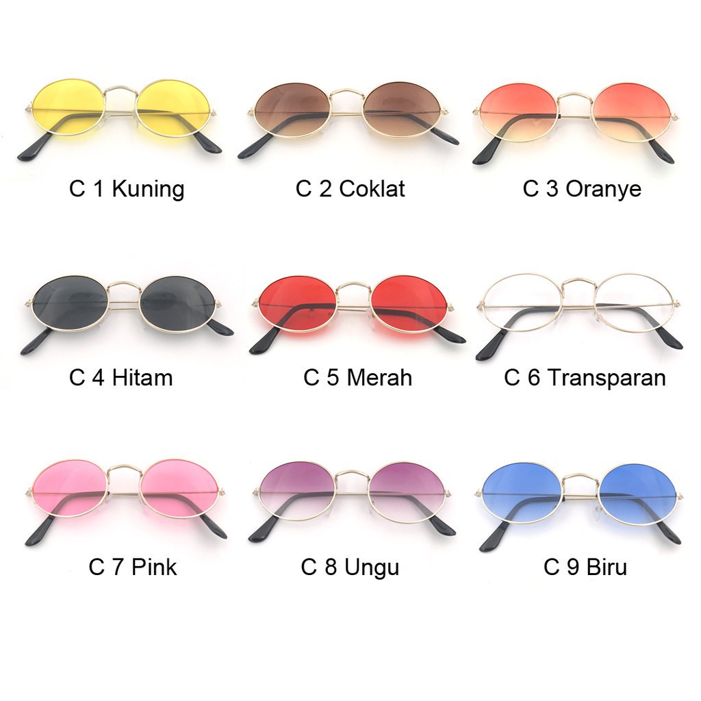 SS Kacamata Wanita Bulat Oval Fashion Korean Style 1102 Kaca Mata Simple Warna Warni Murah