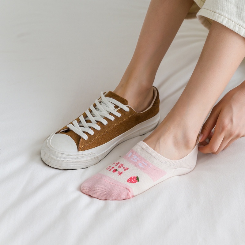 Kaos Kaki Wanita Motif Buah Strawberry Orange 6585 Kaos Kaki Pendek Fashion Korean Unisex Semata Kaki Oren Peach Putih Socks Import Ankle Socks Korean Model Simple Cute