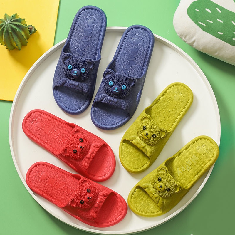 SS Sandal Slop Wanita Karet Fashion Karakter Kepala Beruang Timbul 6567 Sendal Tebal Couple Slip On Empuk Bear Home Slipper Anti Slip Pria Gaya Korea Murah Import