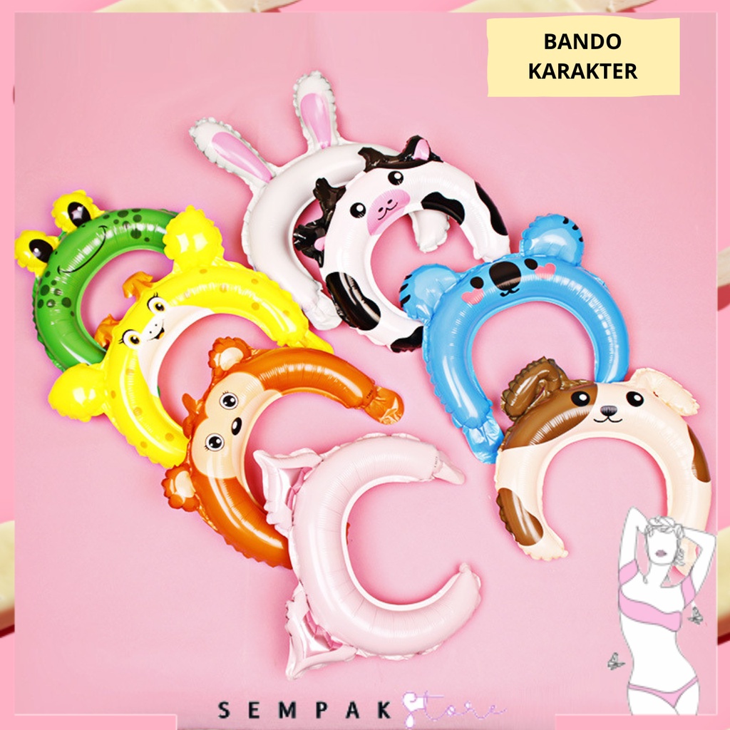 SS Balon Bando Karakter Hewan Balon Foil Kartun Animal Headband Balon Ulang Tahun Bando Anak Anak Murah