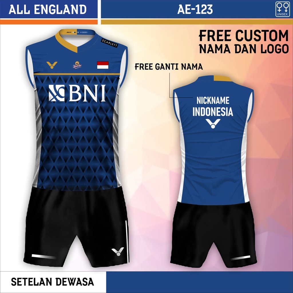 Set jersey celana badminton indonesia baju bulu tangkis singlet all england bni