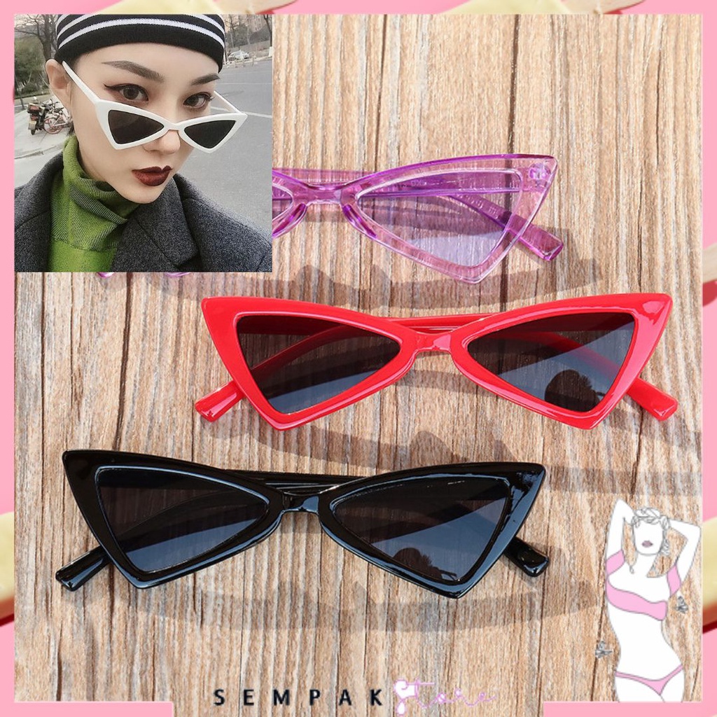 SS Kacamata Fashion  Wanita Model Korea Ulzzang Retro Cat eye Segitiga Kaca mata Import Kekinian