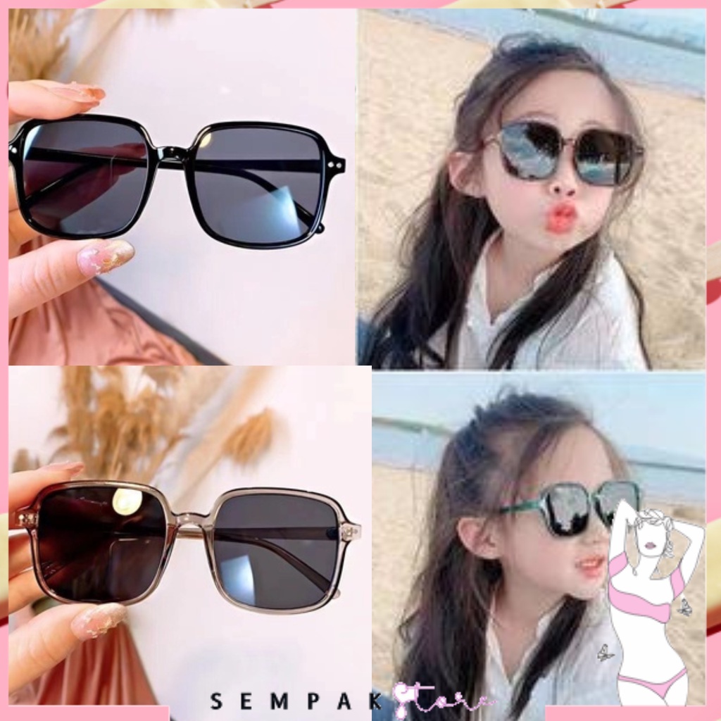 SS Kacamata Anak Perempuan Korea Fashion Persegi Lucu 6684 Kaca Mata Laki Laki Hitam New Trend Terbaru Kotak High Quality Kids Sunglasses Transparan Import