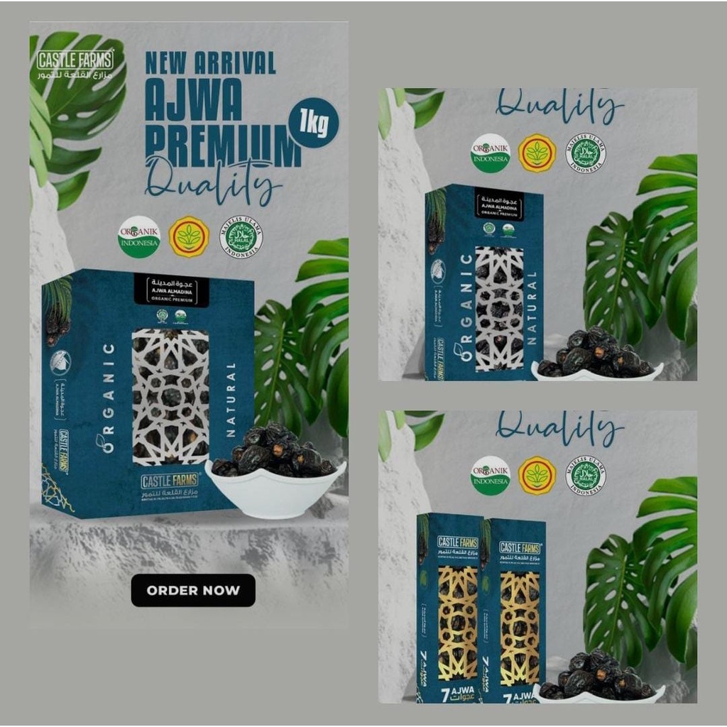 

Kurma Ajwa Castle Farms Premium Organik Kemasan Baru Ajwa Medina Asli