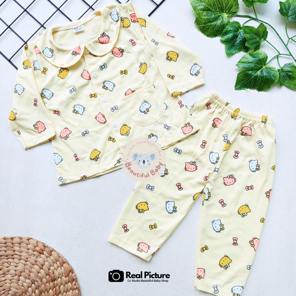 Setelan Piyama Baju Bayi Perempuan 3-18 Bulan Lengan Panjang Celana Panjang Motif Hello Kitty / Baju Bayi Perempuan Syifana / Baby.ou