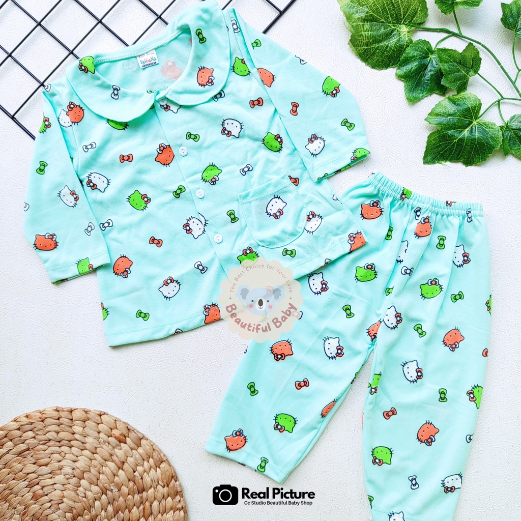 Setelan Piyama Baju Bayi Perempuan 3-18 Bulan Lengan Panjang Celana Panjang Motif Hello Kitty / Baju Bayi Perempuan Syifana / Baby.ou