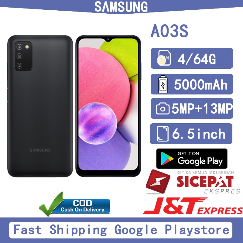 HP Samsung Galaxy A03s Ram 4/64G 4G LTE Smartphone 5000 mAh Baterai 6.5-inch layar penuh baru Origin