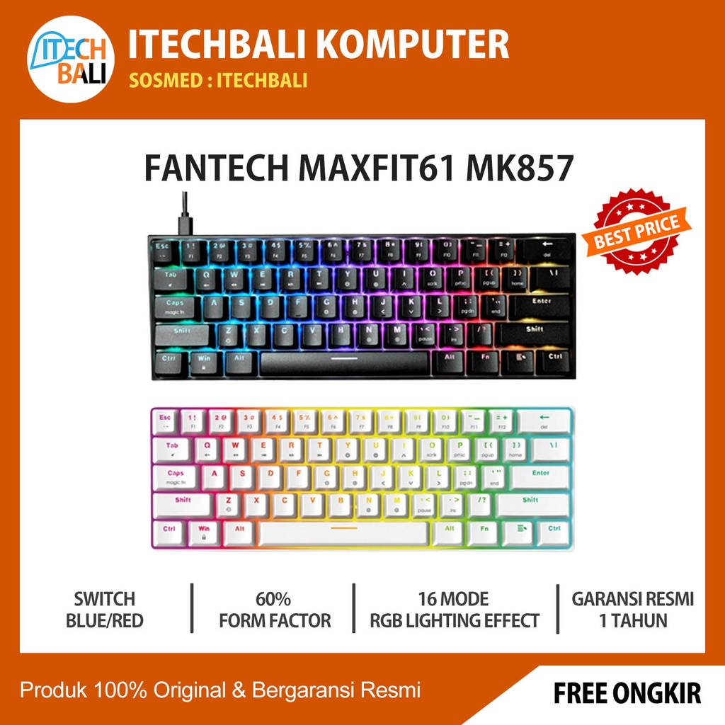 Fantech MK857 MAXFIT61 Keyboard Mechanical Gaming | ITECHBALI