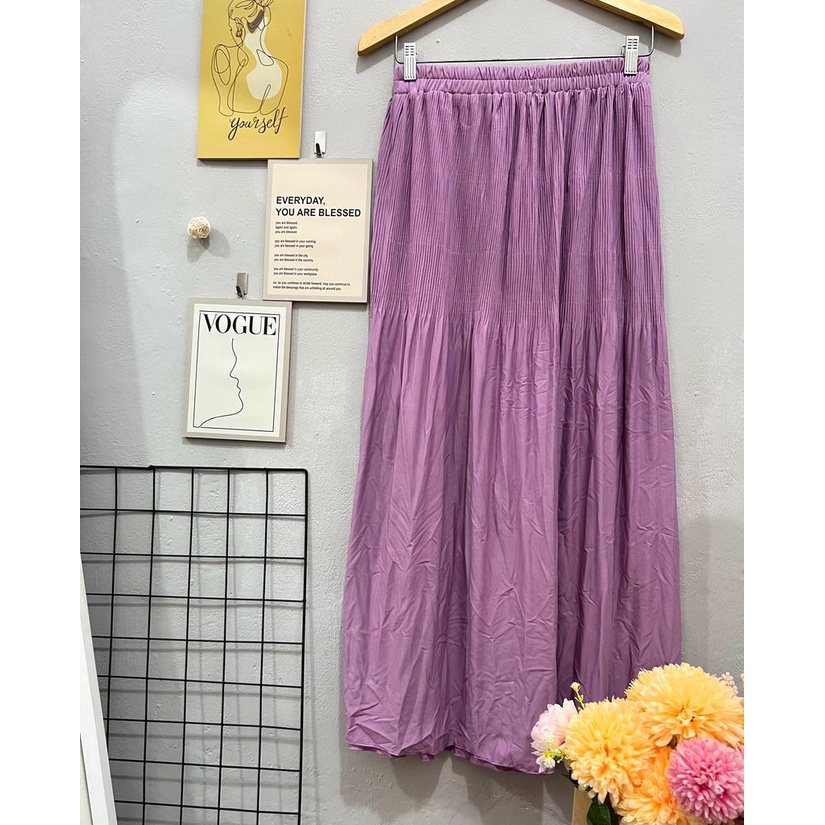 Cherry_ 128 | pleated skirt cabang lidi terbaru | rok panjang wanita | rok wanita muslim