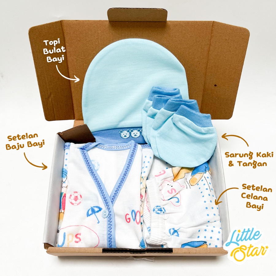 5in1 Hampers Newborn Baby Gift Set Setelan Baju Bayi Baru Unisex Boy Girl