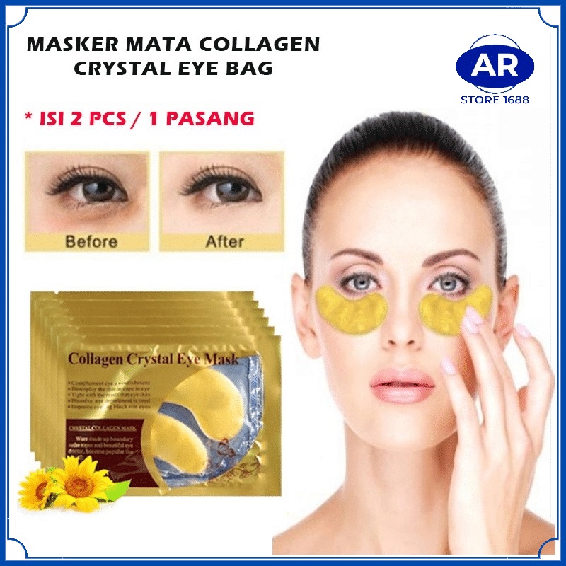 AR 1 PASANG Masker Mata COLLAGEN CRYSTAL GOLD EYE BAG MASK EYEMASK Kantong Black Panda Anti Aging Wrinkle Emas